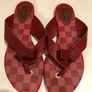 LV red damier sandal